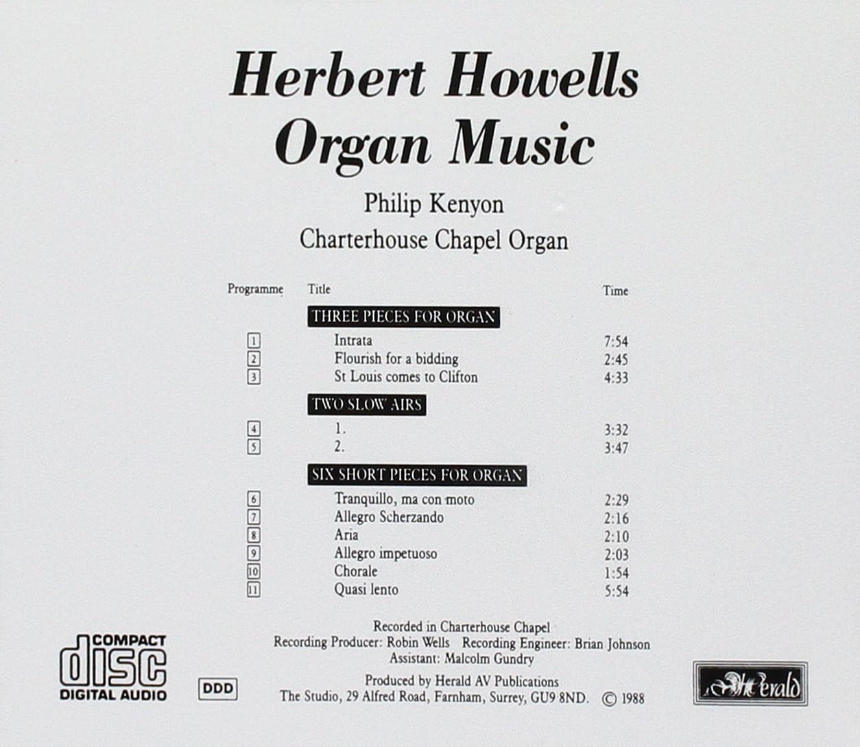 Howells Organ Wks OOP