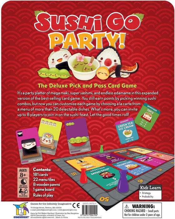Asmodée Gamewright, Sushi Go Party Game, Card Game, Ages 8+, 2-8 Players, 20 Minutes Playing Time