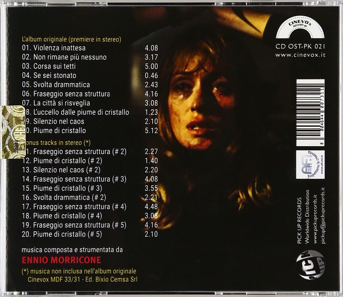L'Uccello Dalle Piume Di Cristallo The Bird With the Crystal Plumage Original Soundtrack