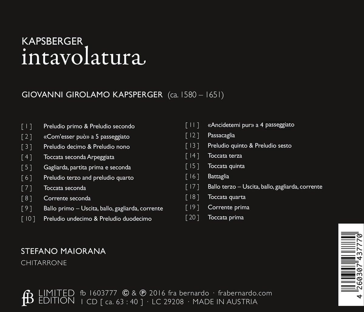 Giovanni Girolamo Kapsperger: Intavolatura