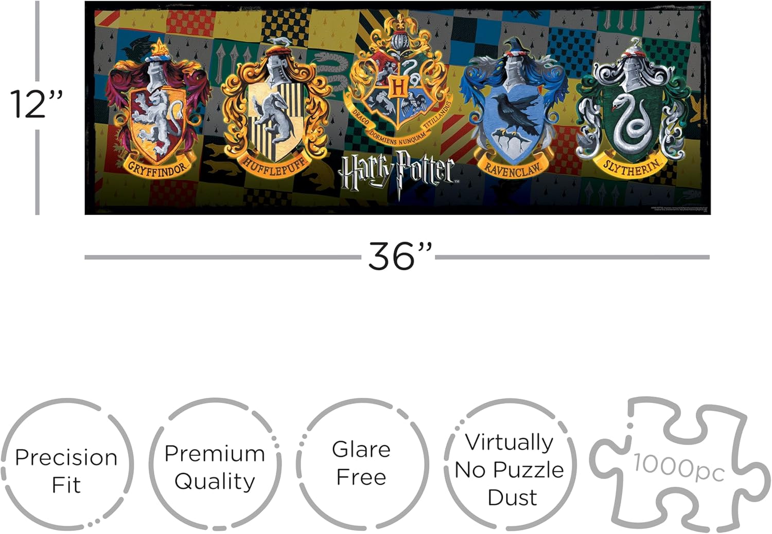 AQUARIUS 73029 Harry Potter-Crests 1000 Piece Slim Jigsaw Puzzle, Multi-Colored