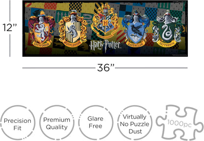 AQUARIUS 73029 Harry Potter-Crests 1000 Piece Slim Jigsaw Puzzle, Multi-Colored