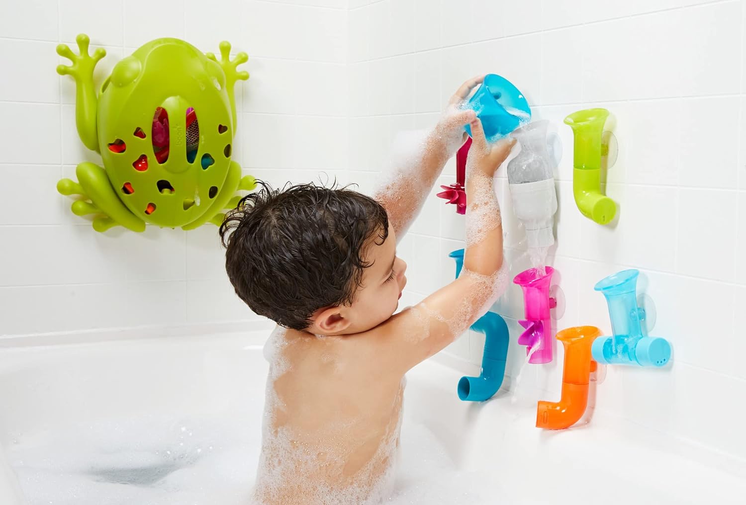 TOMY Boon Pipes Baby Bath Toy | Bath Accessories for Babies and Toddlers | 5 Multicoloured Water Pipes For Bath Time | Suitable For 1, 2, 3 and 4 Year Olds