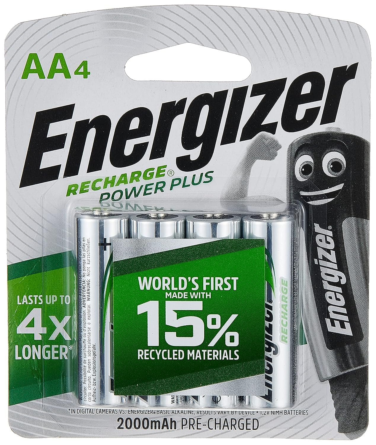 Energizer Set Pile Ricaricabili, Argento, Recharge Power Plus AA (4er Pack)