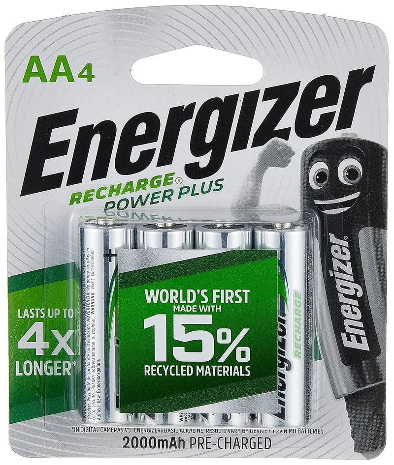 Energizer Set Pile Ricaricabili, Argento, Recharge Power Plus AA (4er Pack)
