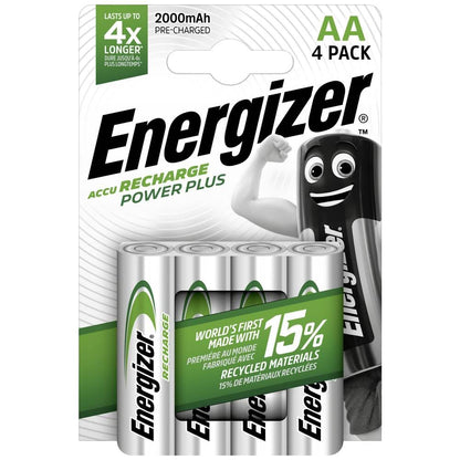 Energizer Set Pile Ricaricabili, Argento, Recharge Power Plus AA (4er Pack)