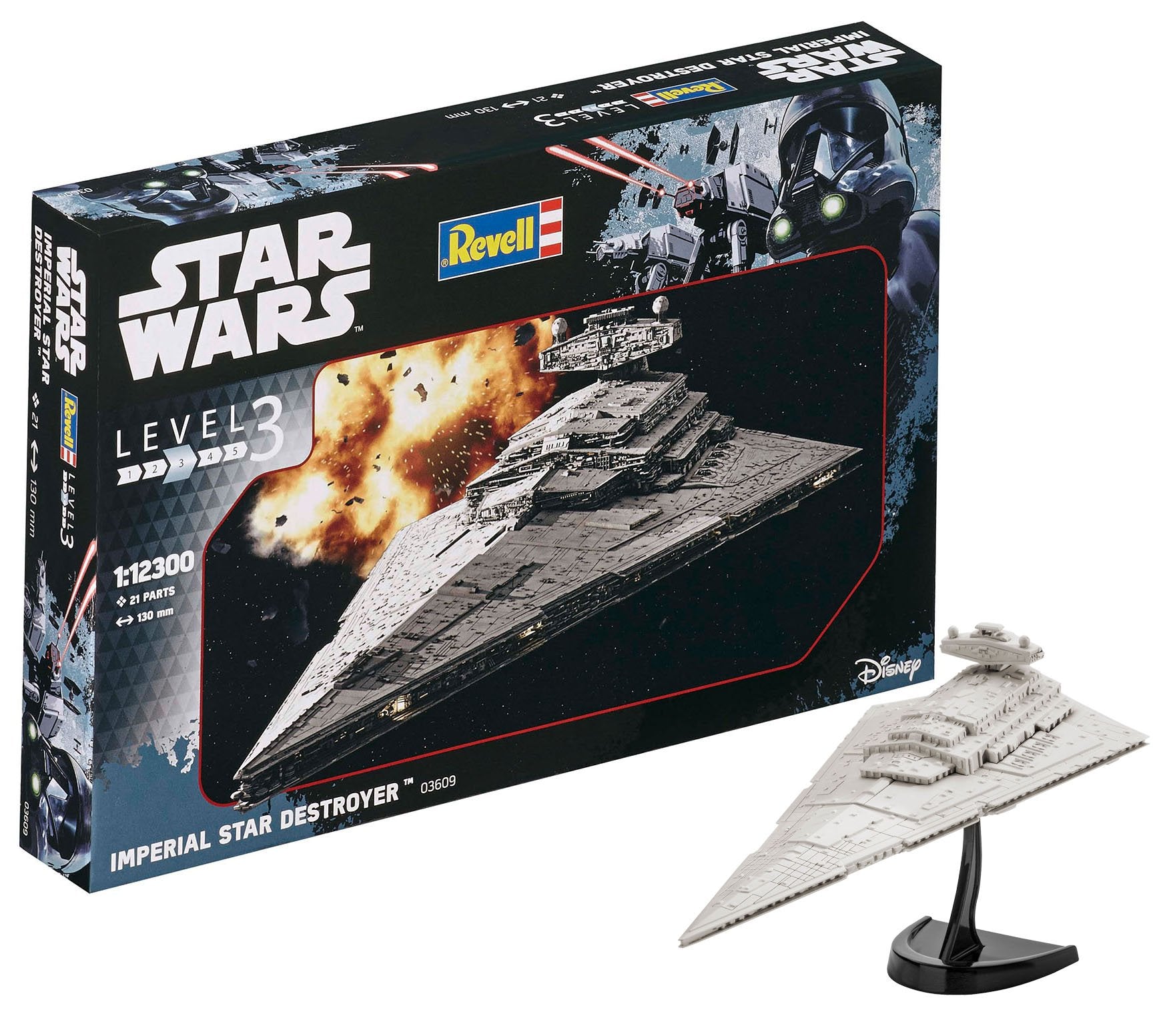 Revell 03609 Star Wars Imperial Star Destroyer 1:12300 Scale Unbuilt/Unpainted Plastic Model Kit Without Glue, Paint & Brush