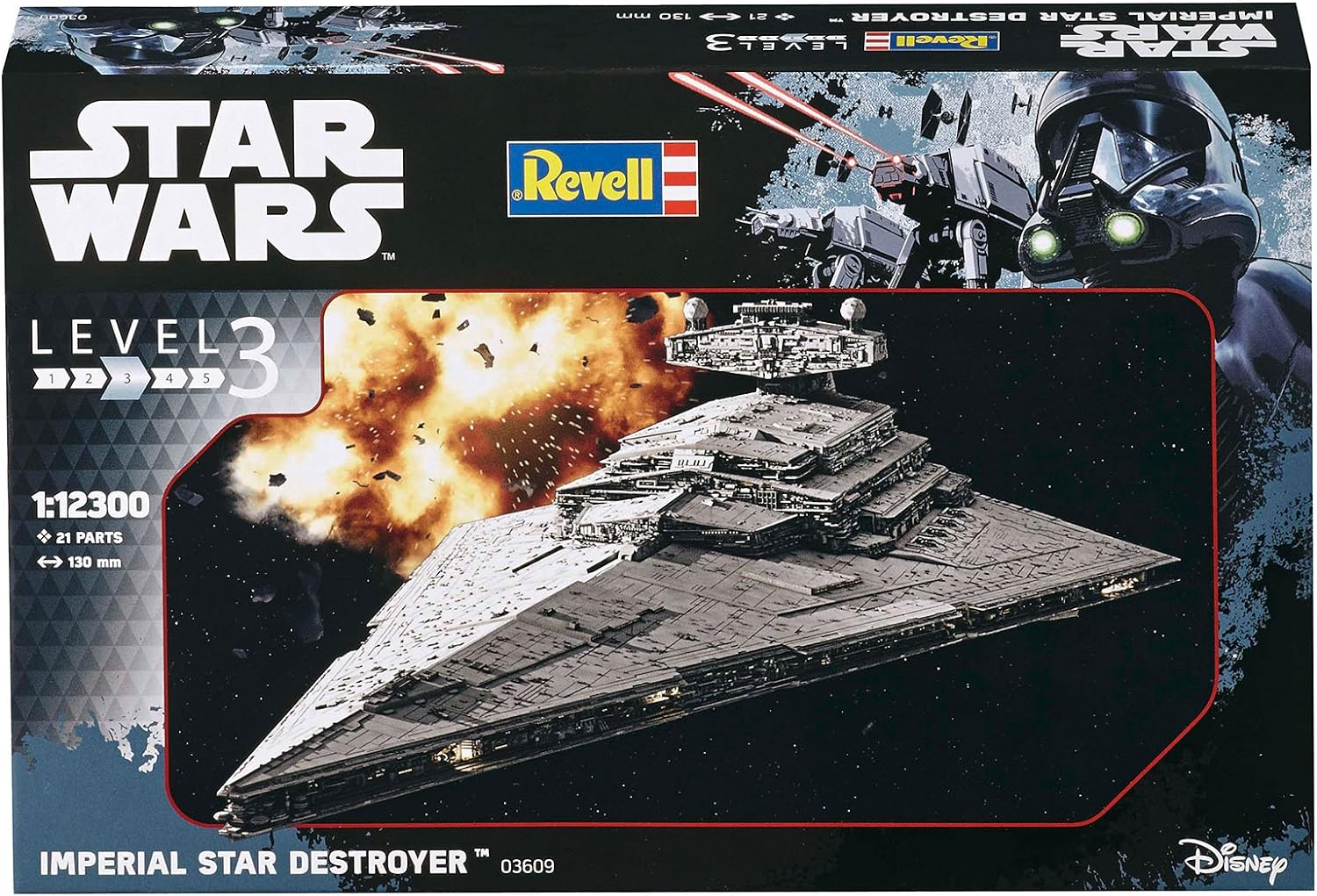 Revell 03609 Star Wars Imperial Star Destroyer 1:12300 Scale Unbuilt/Unpainted Plastic Model Kit Without Glue, Paint & Brush
