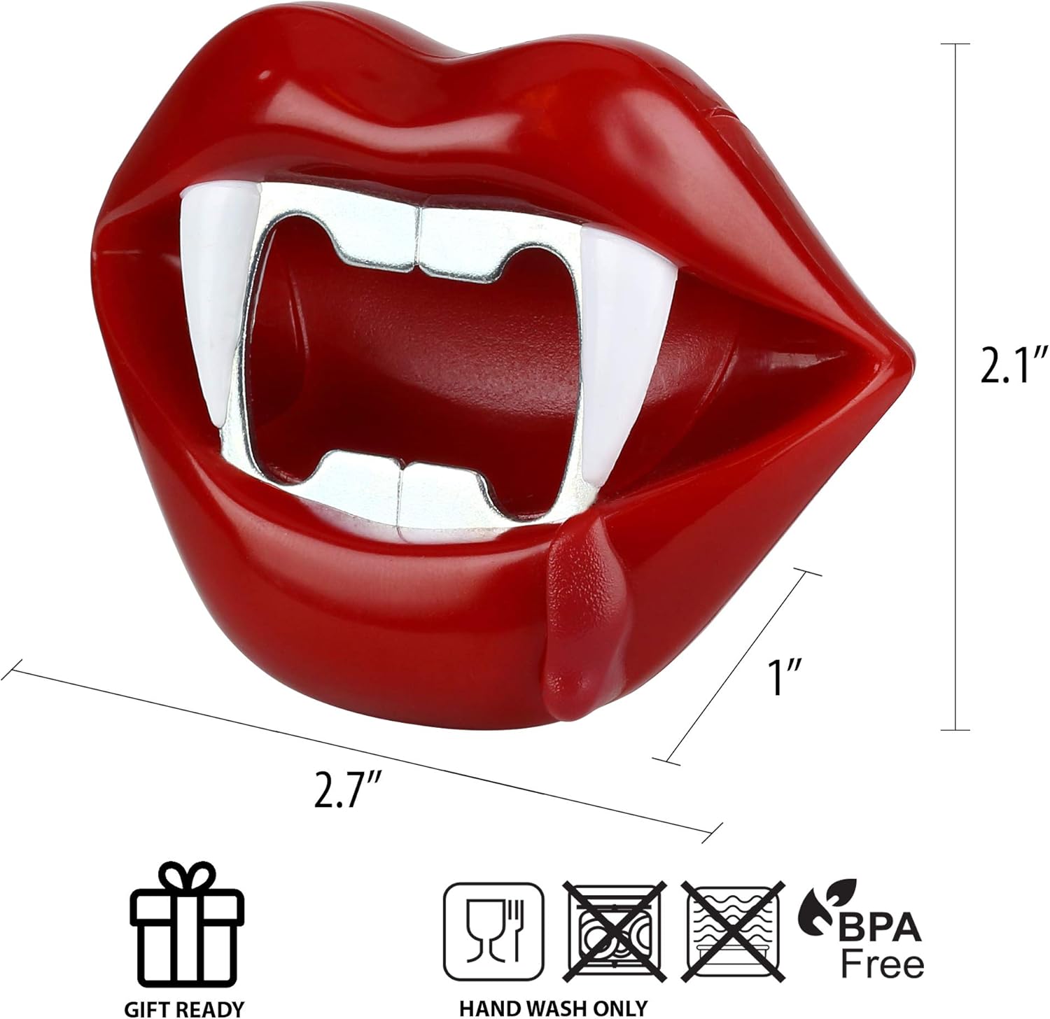 Barbuzzo UTU3BR0002 Vampire Bottle Opener, Plastic, Red