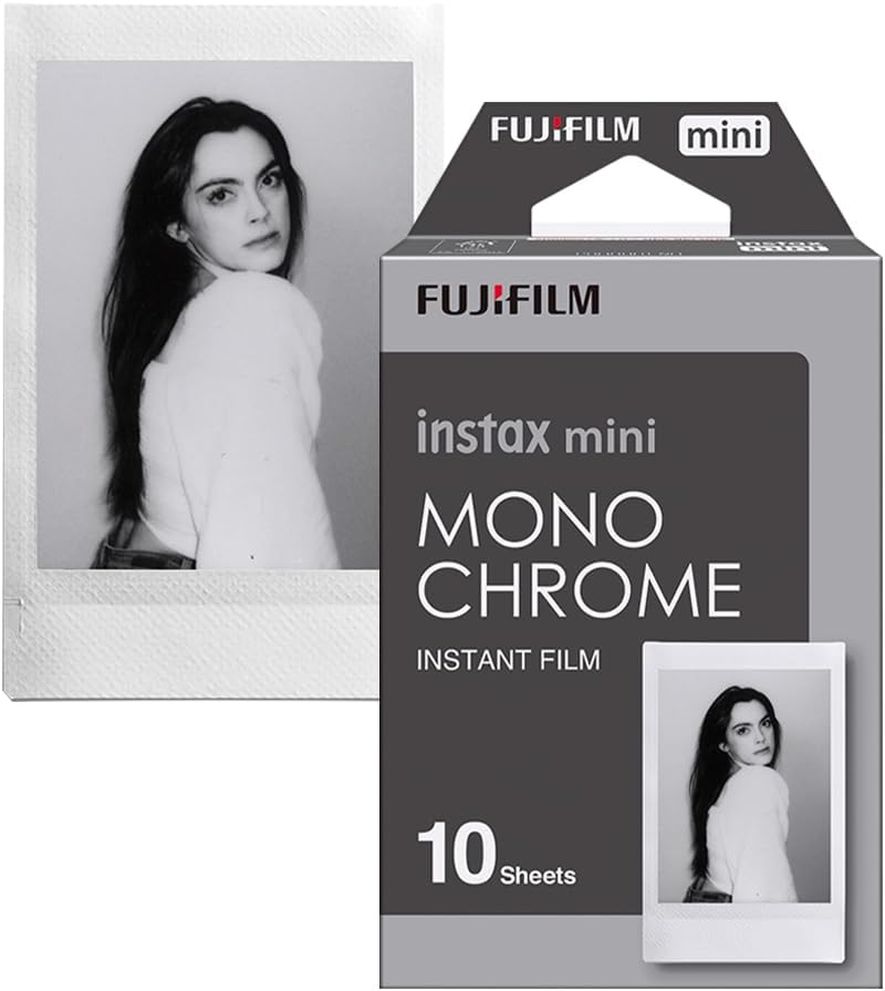 instax mini instant film Monochrome, 10 shot pack, suitable for all instax mini cameras and printers