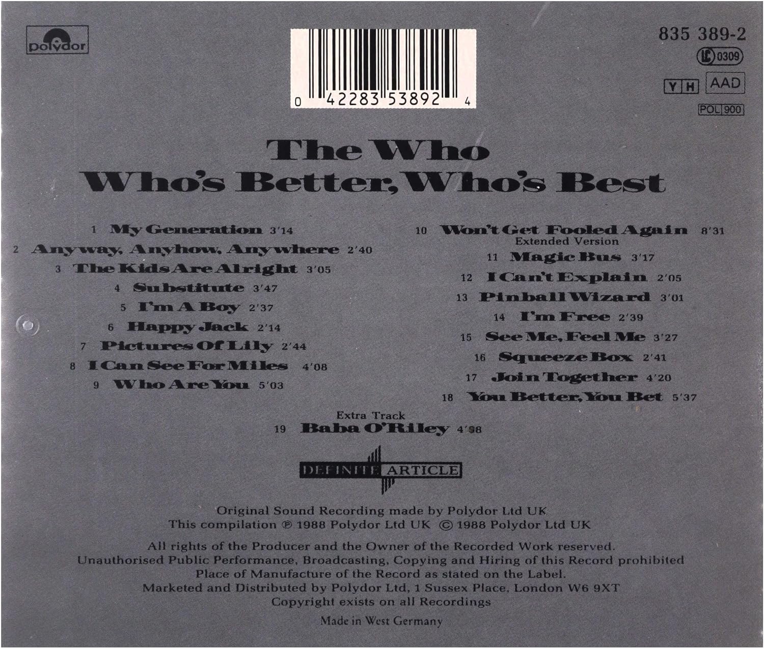 Who's Better, Who's Best (1988