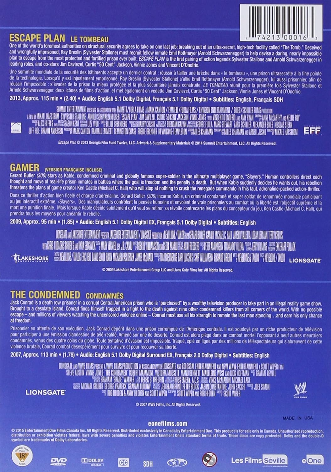 Escape Plan / Gamer / The Condemned