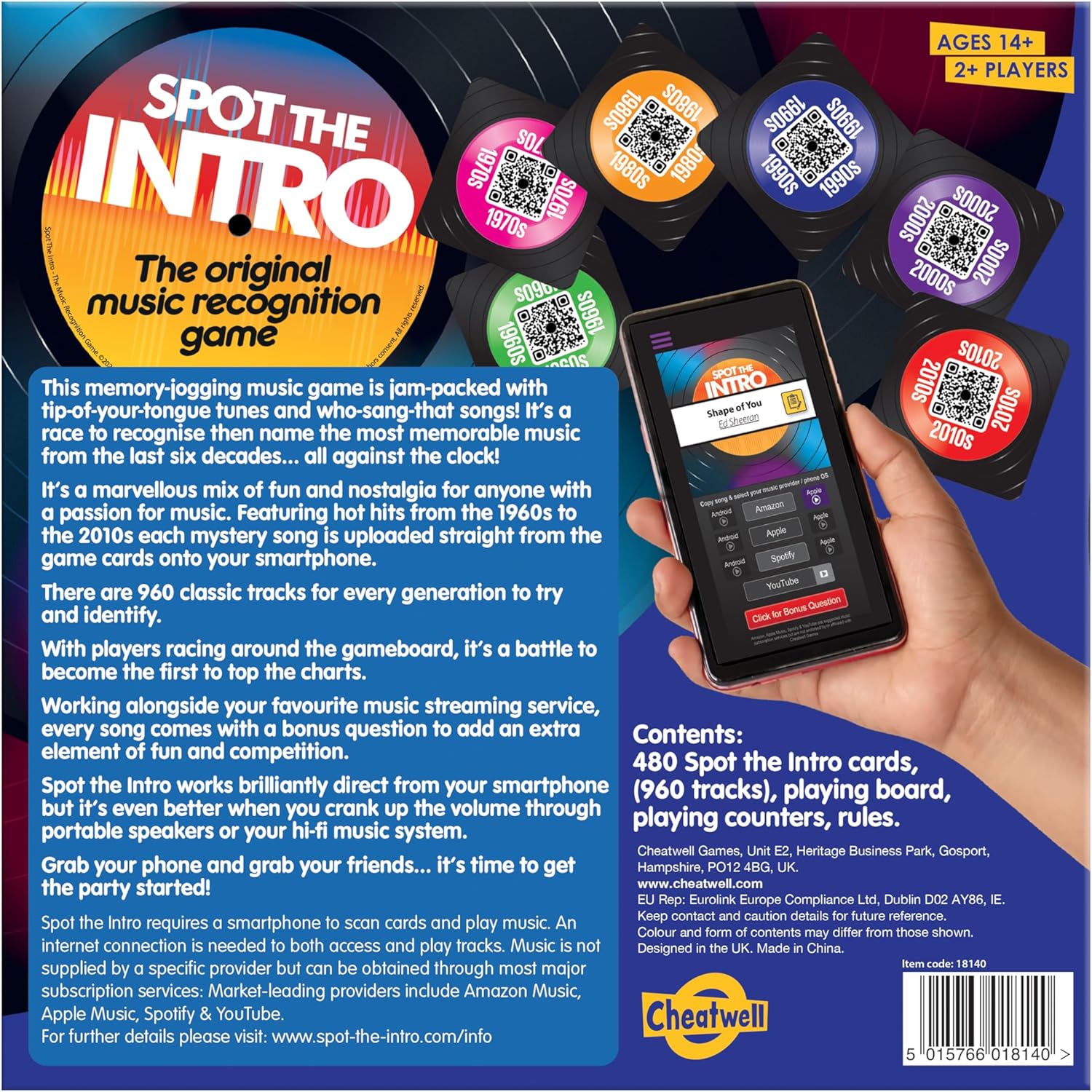 Cheatwell Games Spot the Intro - Music Recognition Quiz Game - From the 60's to the 2010's - Ages 14+