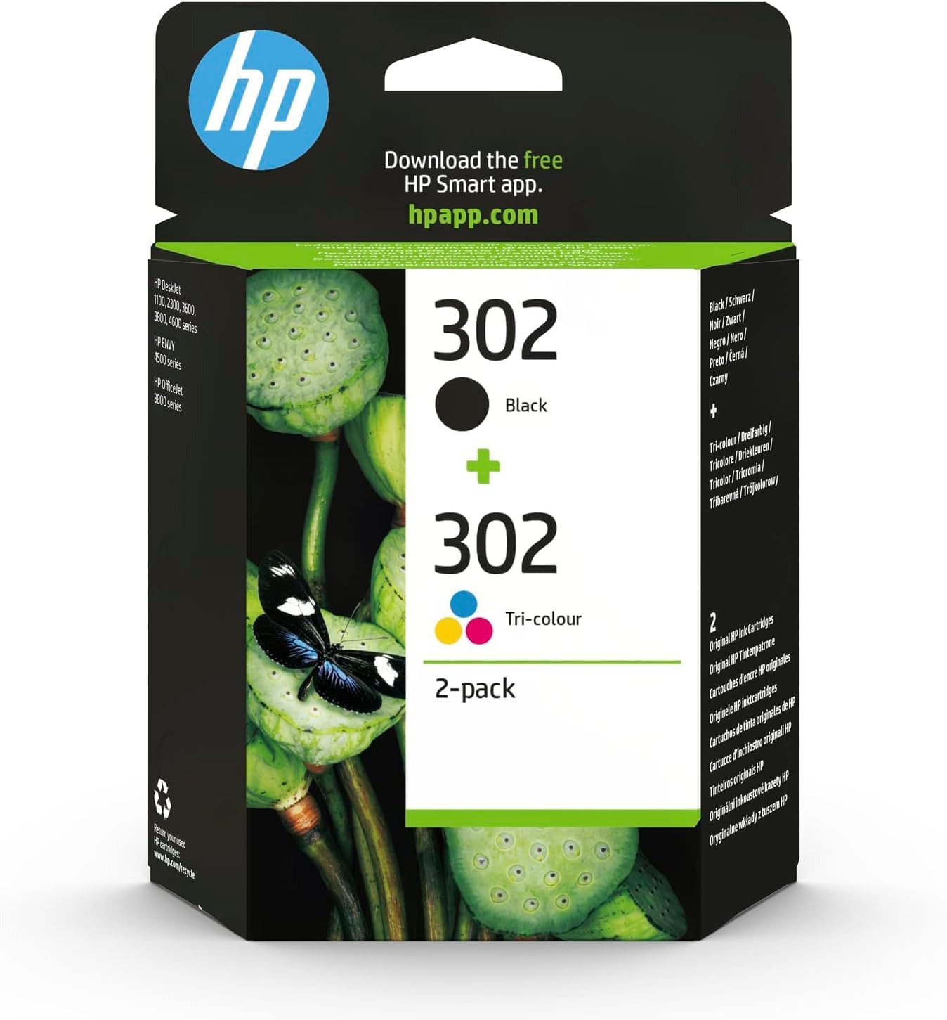 HP X4D37AE 302 Original Ink Cartridges, Black and Tri-color, 2 Count (Pack of 1