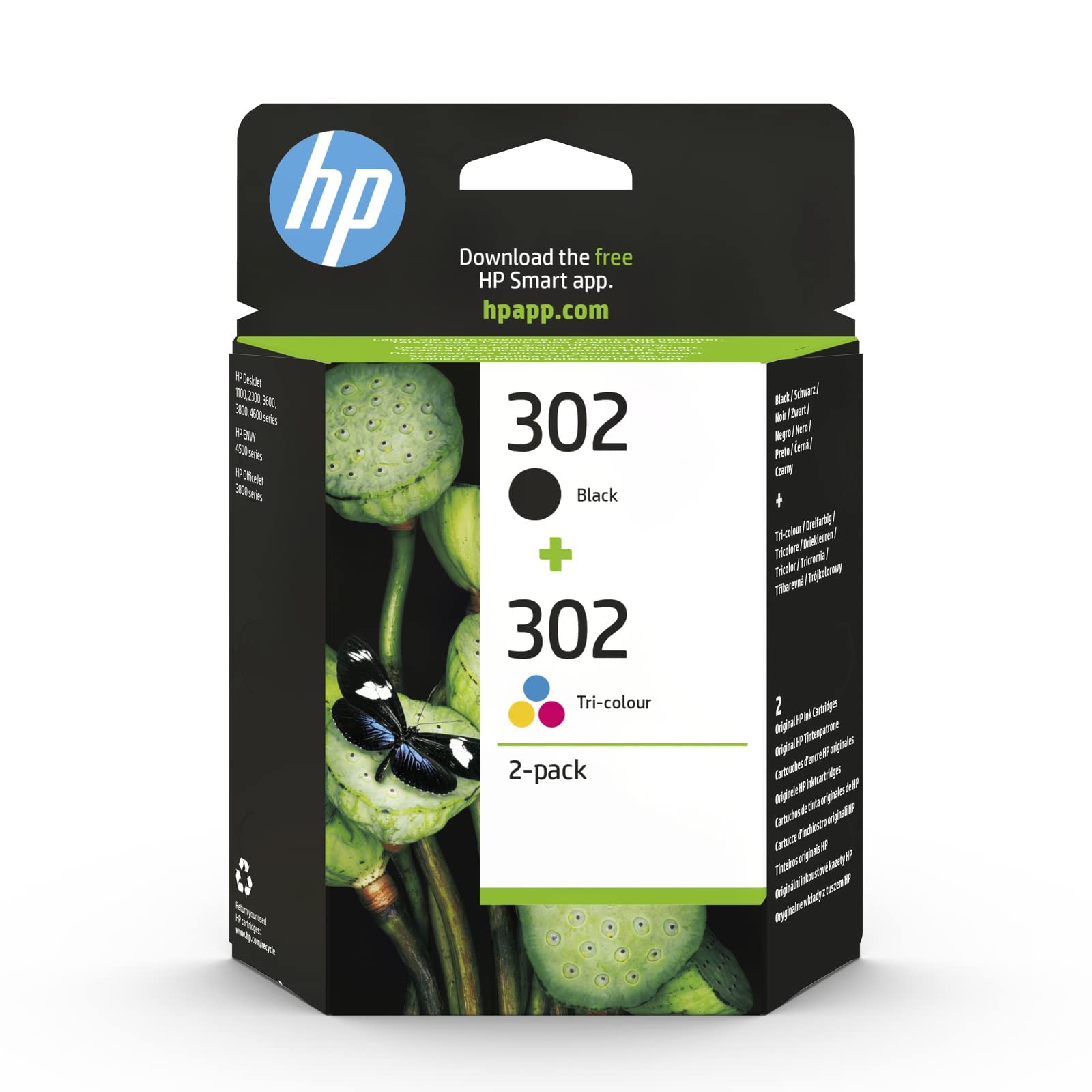 HP X4D37AE 302 Original Ink Cartridges, Black and Tri-color, 2 Count (Pack of 1