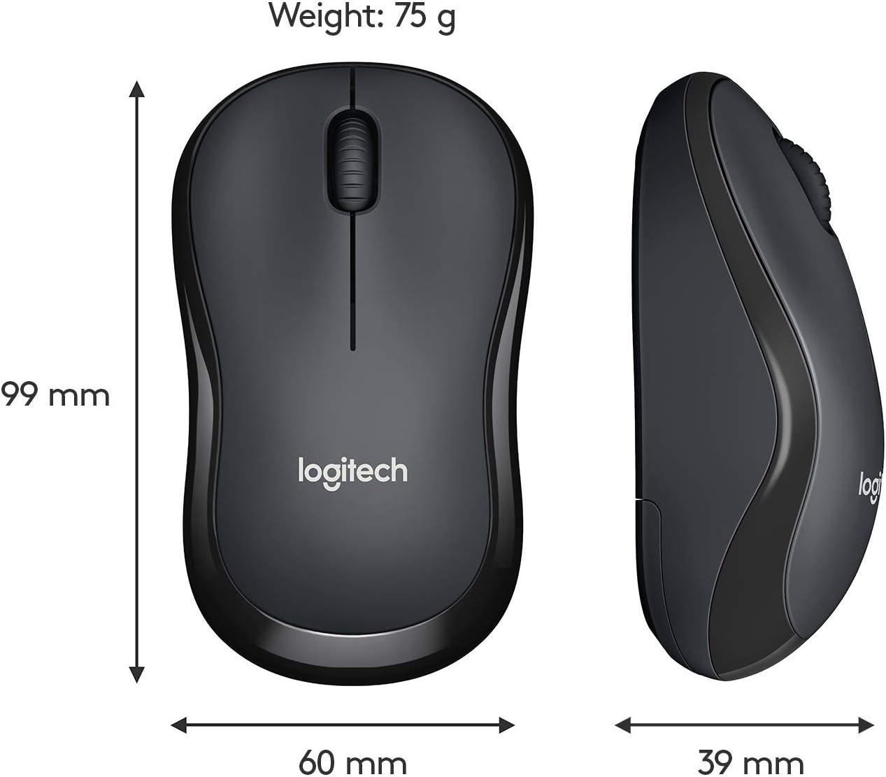 Logitech M220 SILENT Wireless Mouse, 2.4 GHz with USB Receiver, 1000 DPI Optical Tracking, 18-Month Battery, Ambidextrous, Compatible with PC, Mac, Laptop