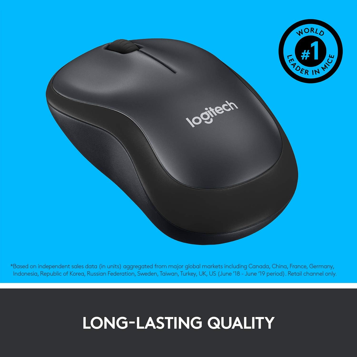 Logitech M220 SILENT Wireless Mouse, 2.4 GHz with USB Receiver, 1000 DPI Optical Tracking, 18-Month Battery, Ambidextrous, Compatible with PC, Mac, Laptop