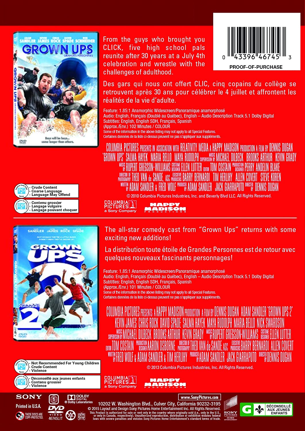 Grown Ups / Grown Ups 2 (The Laugh Out Loud - Double Feature)
