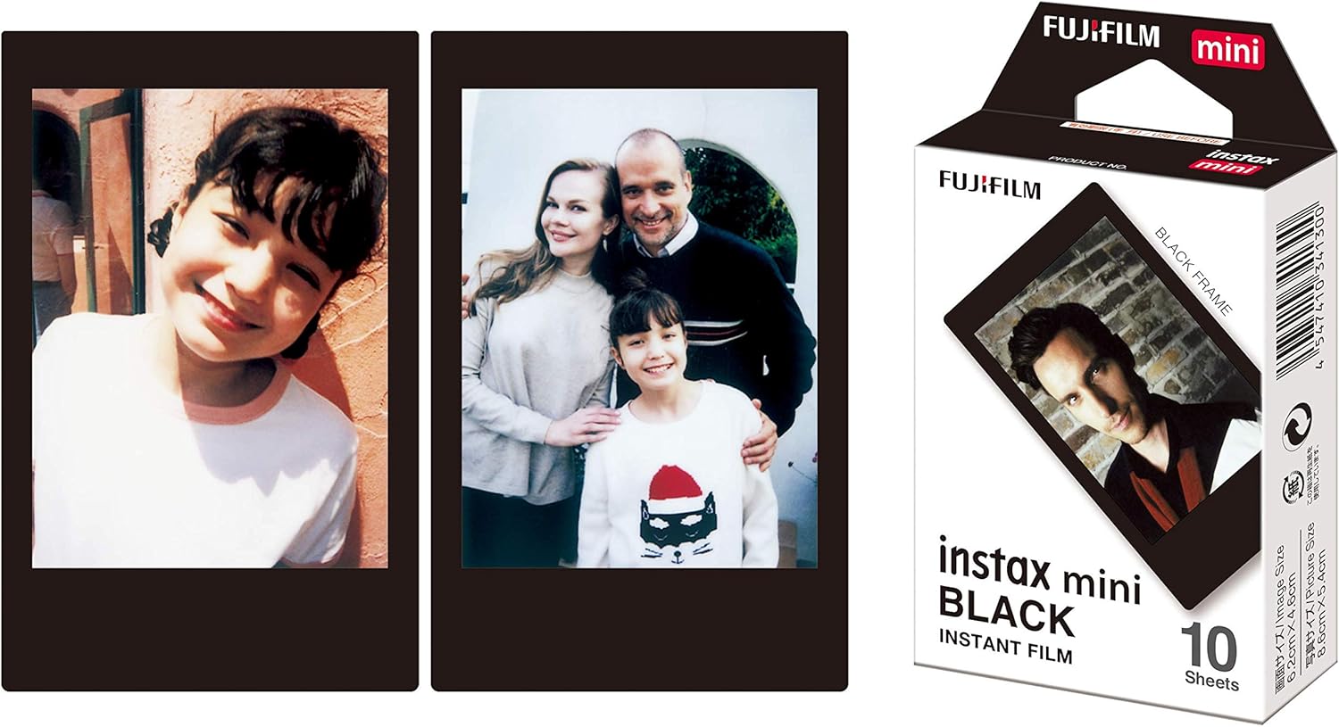 instax mini instant film, Black border, 10 shot pack, suitable for instax mini cameras and printers