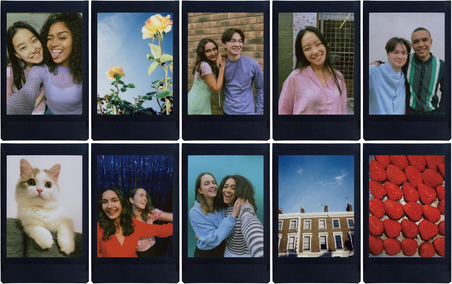 instax mini instant film, Black border, 10 shot pack, suitable for instax mini cameras and printers