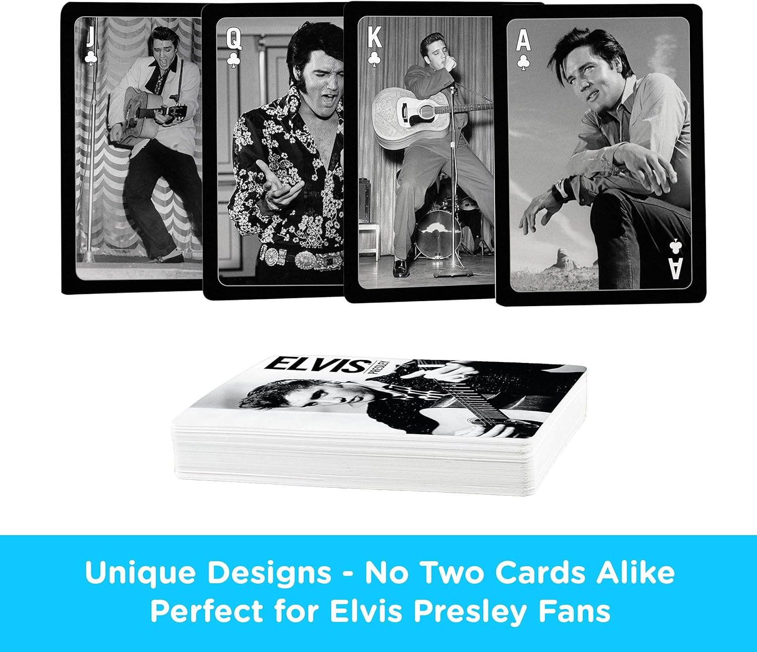 AQUARIUS Elvis Playing Cards - Elvis Presley Themed Deck of Cards for Your Favorite Card Games - Officially Licensed Elvis Merchandise & Collectibles - Poker Size with Linen Finish