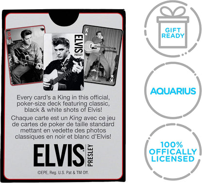 AQUARIUS Elvis Playing Cards - Elvis Presley Themed Deck of Cards for Your Favorite Card Games - Officially Licensed Elvis Merchandise & Collectibles - Poker Size with Linen Finish