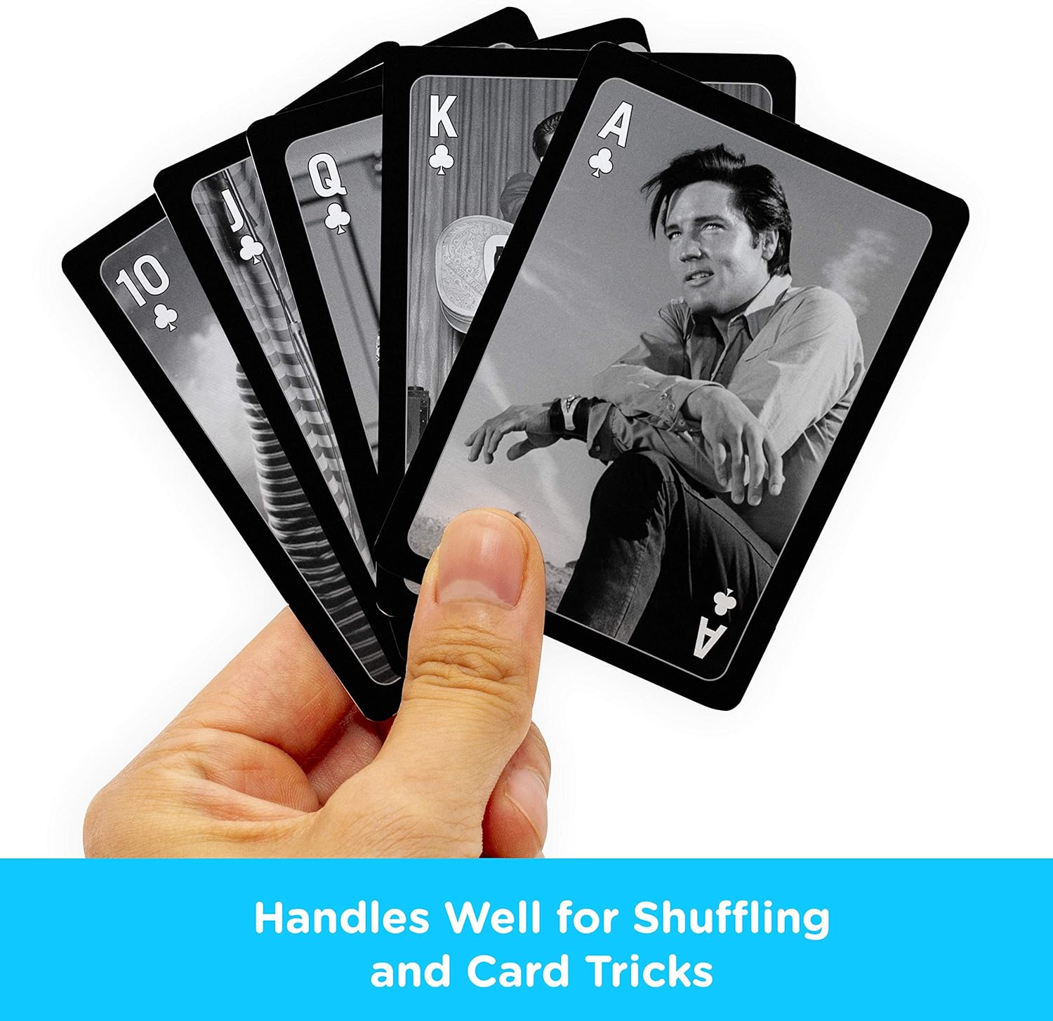 AQUARIUS Elvis Playing Cards - Elvis Presley Themed Deck of Cards for Your Favorite Card Games - Officially Licensed Elvis Merchandise & Collectibles - Poker Size with Linen Finish