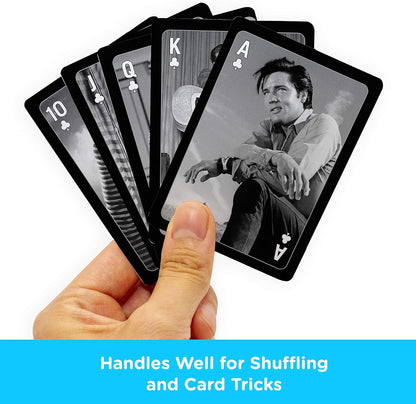 AQUARIUS Elvis Playing Cards - Elvis Presley Themed Deck of Cards for Your Favorite Card Games - Officially Licensed Elvis Merchandise & Collectibles - Poker Size with Linen Finish