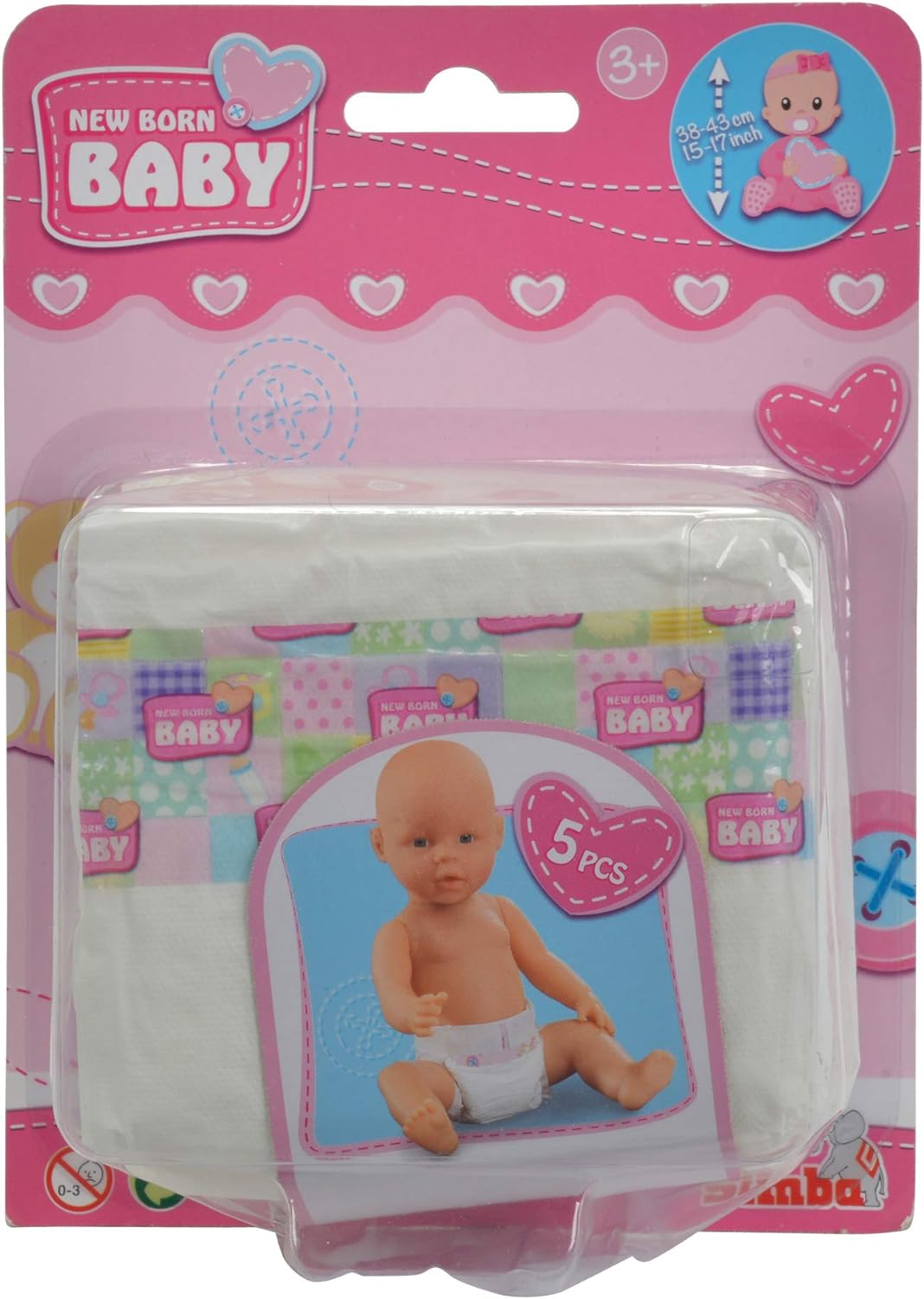 Simba 105561906 - Pañales de muñeca (38 - 43 cm) (5 Unidades
