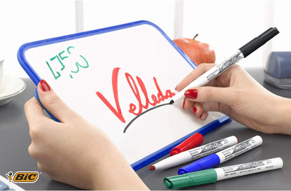 BIC Velleda, Whiteboard Marker Pens, Medium Point, Assorted Colours in Durable Pouch, Pack of 8 Markers