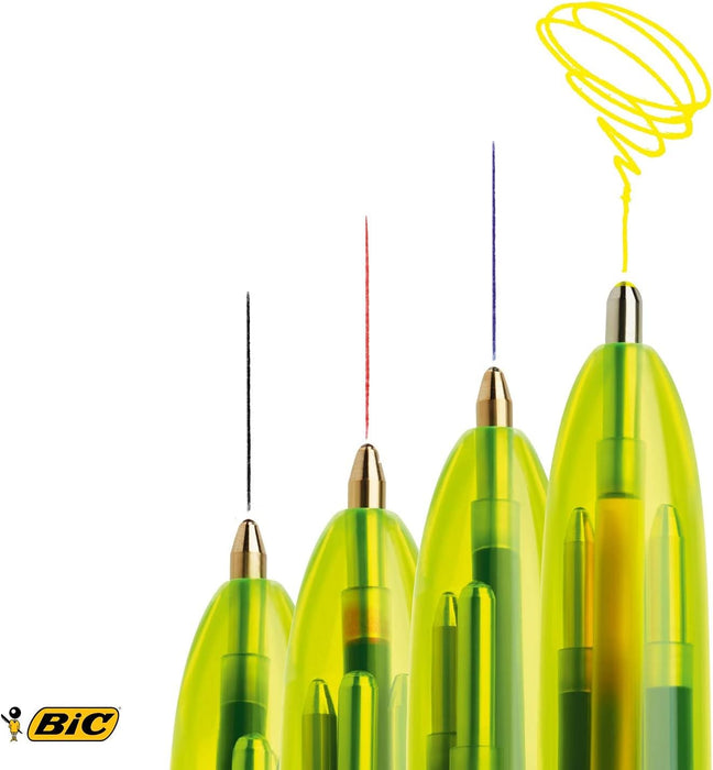 Bic 4 Colour Fluo Black/Blue/Red/Yellow Highlighter Pack 12