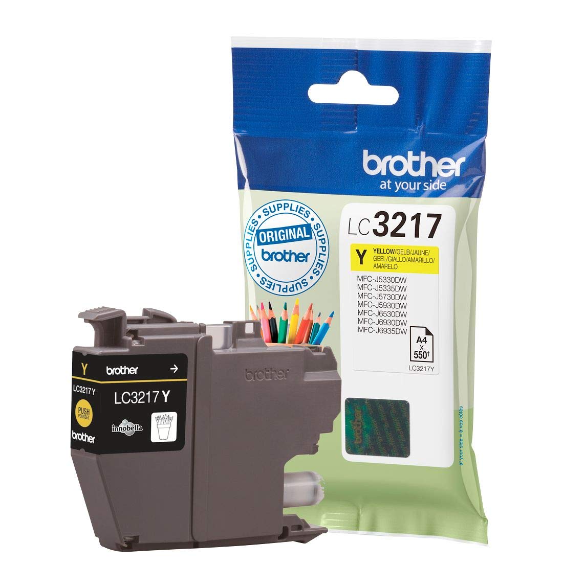 Brother Original Tintenpatrone LC-3217Y gelb (für Brother MFC-J5330DW, -J5335DW, -J5730DW, -J5930DW, -J6530DW, -J6930DW, -J6935DW)