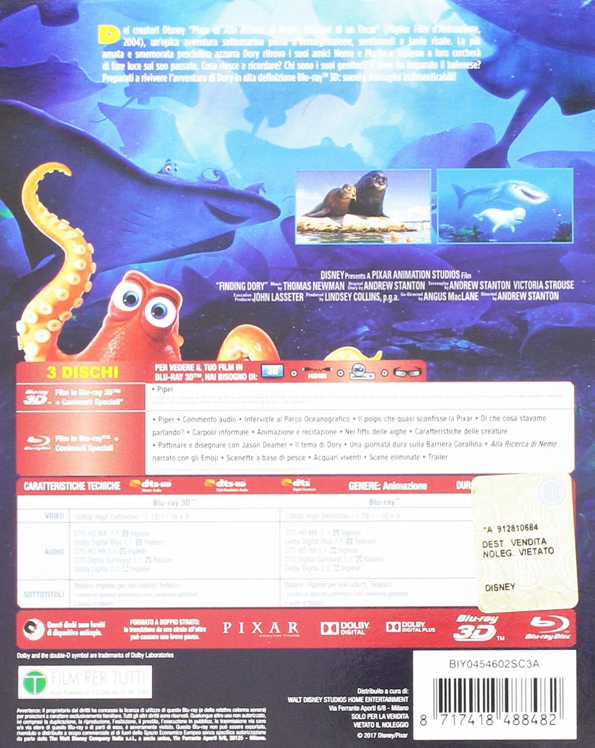 Alla Ricerca Di Dory (Steelbook 3d+Br+Bonus Disc