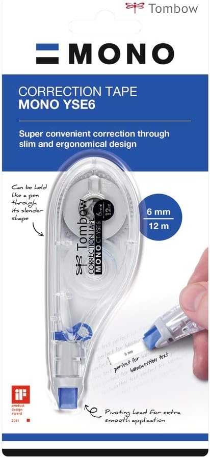 Tombow CT-YSE6 Mini Correction Tape Roller Easy-write,White,Width 6mm