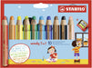 Multi-Talented Pencil - STABILO woody 3 in 1 - Pack of 10 - Assorted Colours with Sharpener