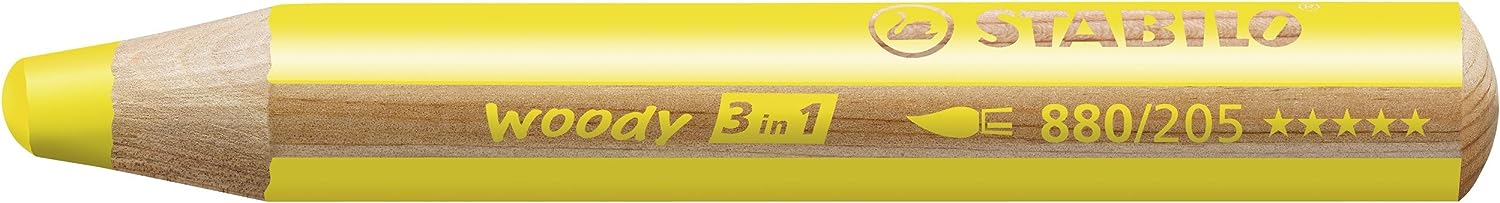 Multi-Talented Pencil - STABILO woody 3 in 1 - Pack of 10 - Assorted Colours with Sharpener