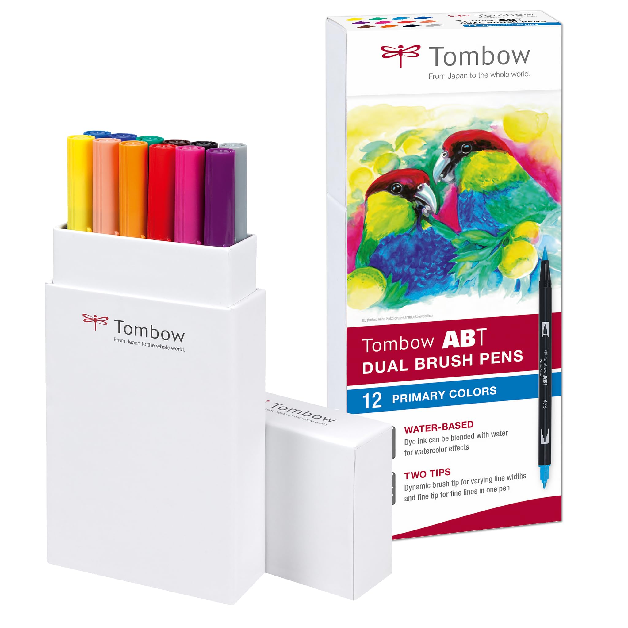 Tombow ABT Dual Brush Pen - Primary Colours (Pack of 12