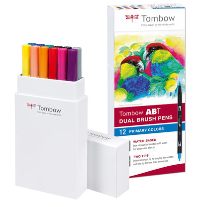 Tombow ABT Dual Brush Pen - Primary Colours (Pack of 12