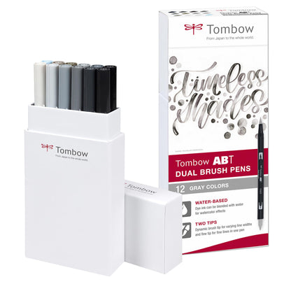 Tombow ABT Dual Brush Pen - Grey (Pack of 12