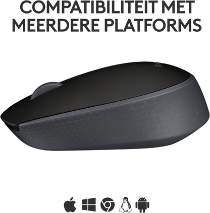 Logitech B170 Wireless Mouse, 2.4 GHz with USB Nano Receiver, Optical Tracking, 12-Months Battery Life, Ambidextrous, PC / Mac / Laptop - Grey
