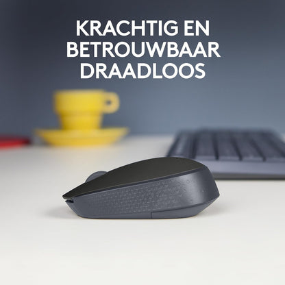 Logitech B170 Wireless Mouse, 2.4 GHz with USB Nano Receiver, Optical Tracking, 12-Months Battery Life, Ambidextrous, PC / Mac / Laptop - Grey