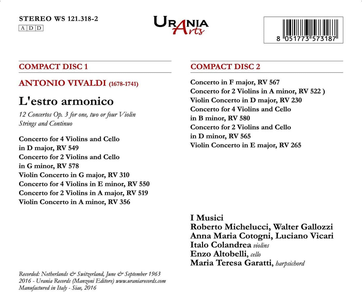 I musici plays Vivaldi L'estro armonico