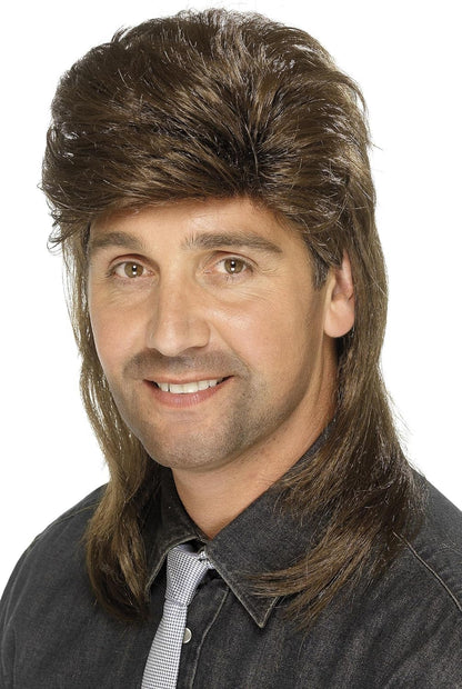 Smiffys Mullet Wig, Brown