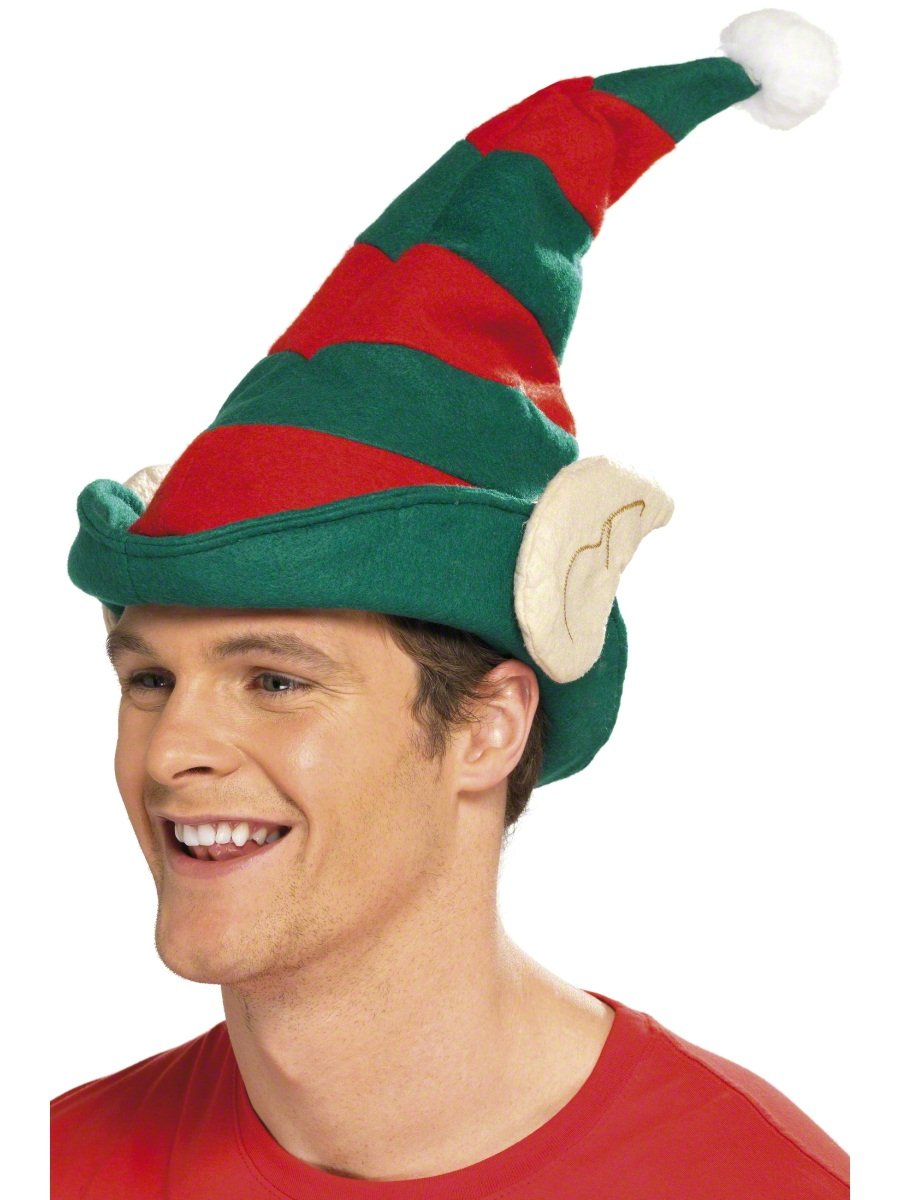 Smiffys Elf Hat, Red & Green