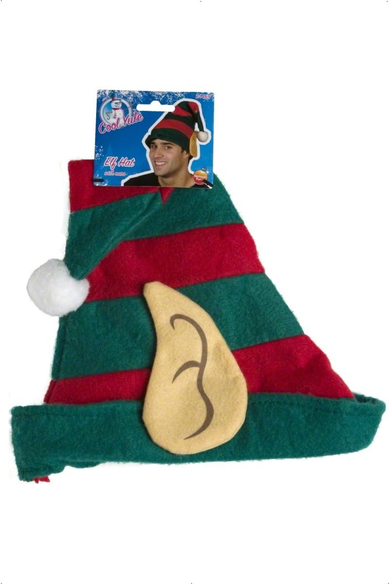 Smiffys Elf Hat, Red & Green