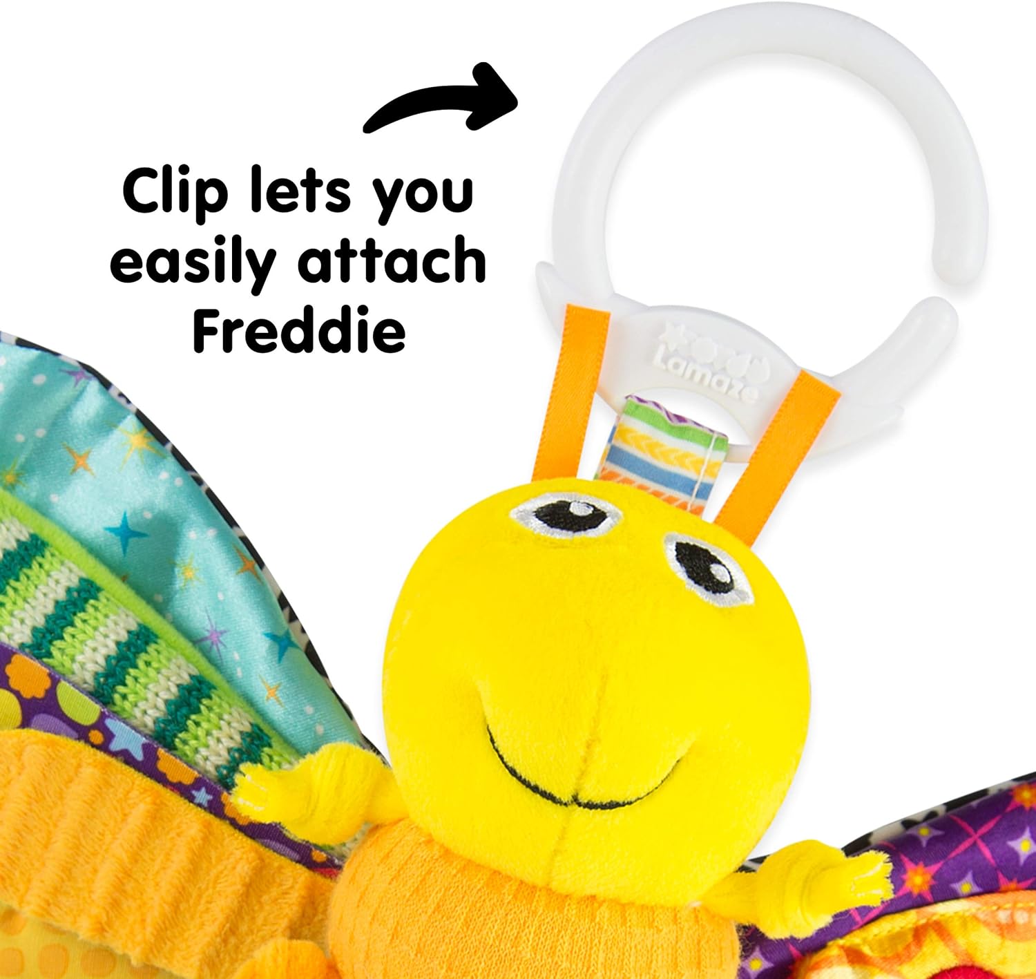 LAMAZE Freddie The Firefly - Clip on Pram and Pushchair Newborn Baby Toy, Sensory Toy for Babies Boys and Girls From 0 - 6 Months