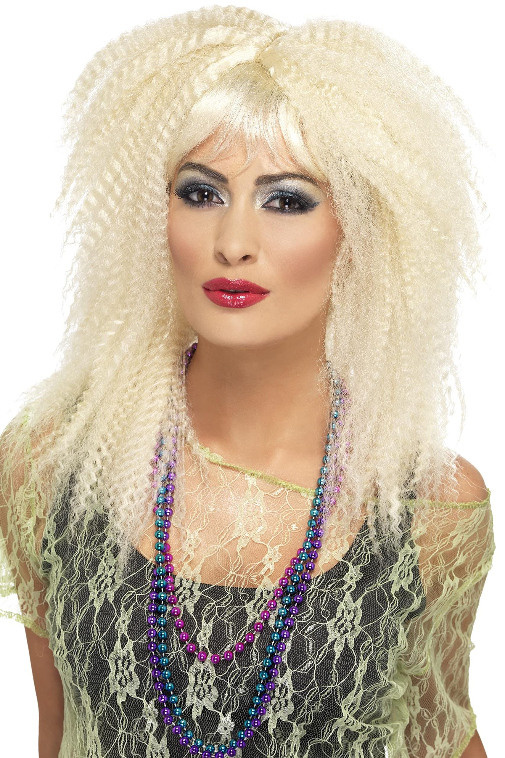 Smiffys 80s Trademark Crimp Wig, Blonde