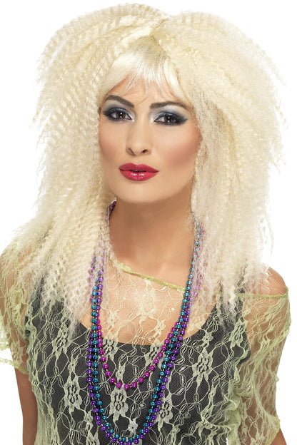 Smiffys 80s Trademark Crimp Wig, Blonde