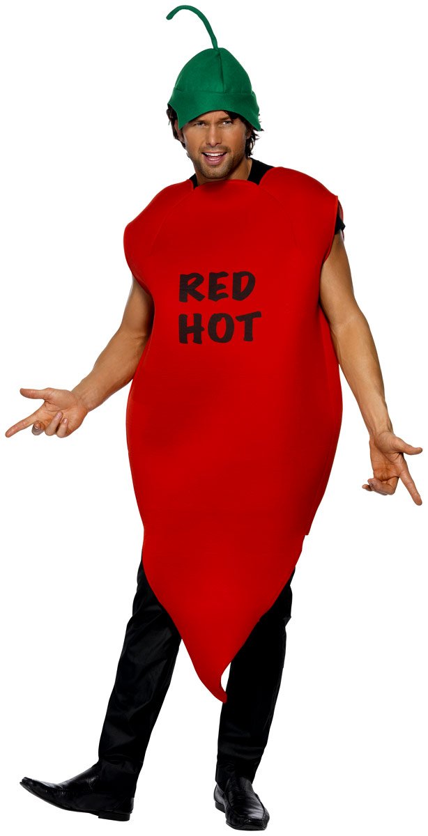 Smiffy's Men's Chilli Pepper Costume Hot Bodysuit and Hat