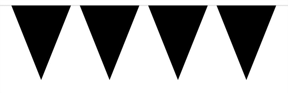 Bunting Black 10 metres long with 15 Flags Triangle Plastic